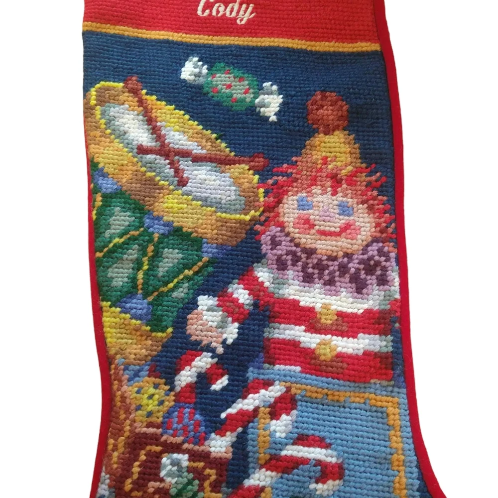 Vintage Bucilla Cross Stitch‎ Stocking Christmas Ornaments Velvet Personalized